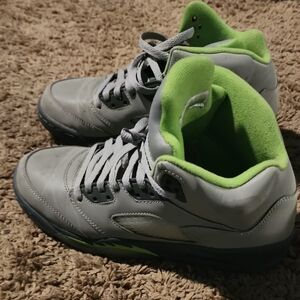 Jordan 5 Gray and Green High-Top Sneakers